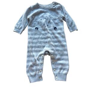 Baby Gap sweater one piece coverall sz 3-6 months grey/white unisex boys
